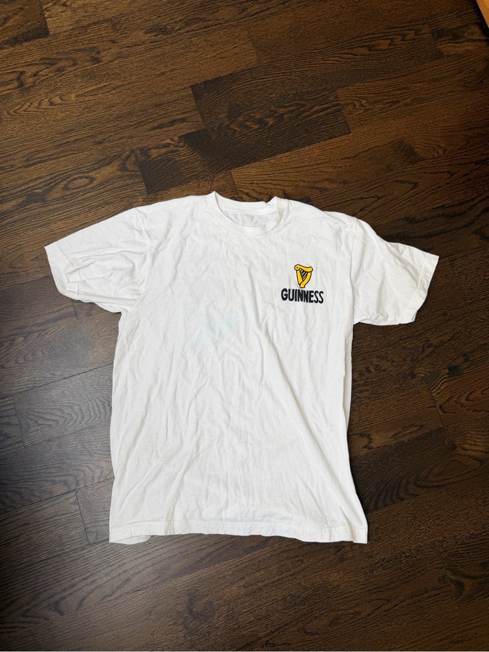 Guinness White Tee with Yellow Harp Logo